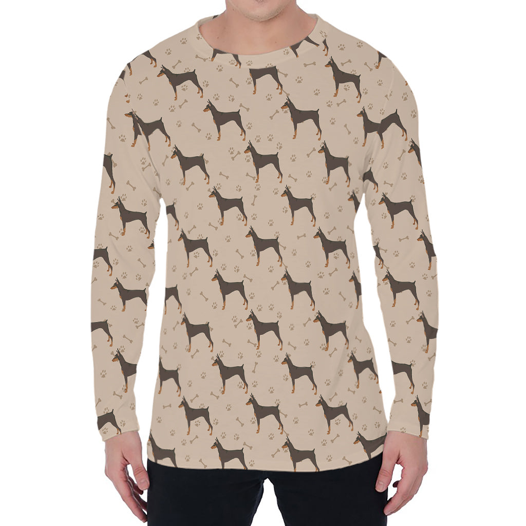 Doberman Pinscher Pattern Print Men's Long Sleeve T-Shirt