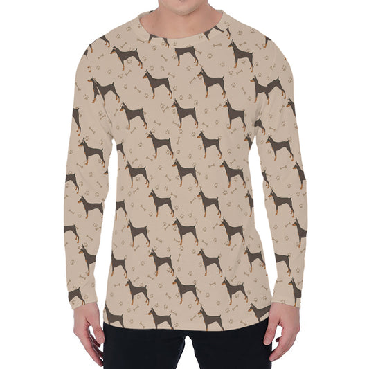 Doberman Pinscher Pattern Print Men's Long Sleeve T-Shirt