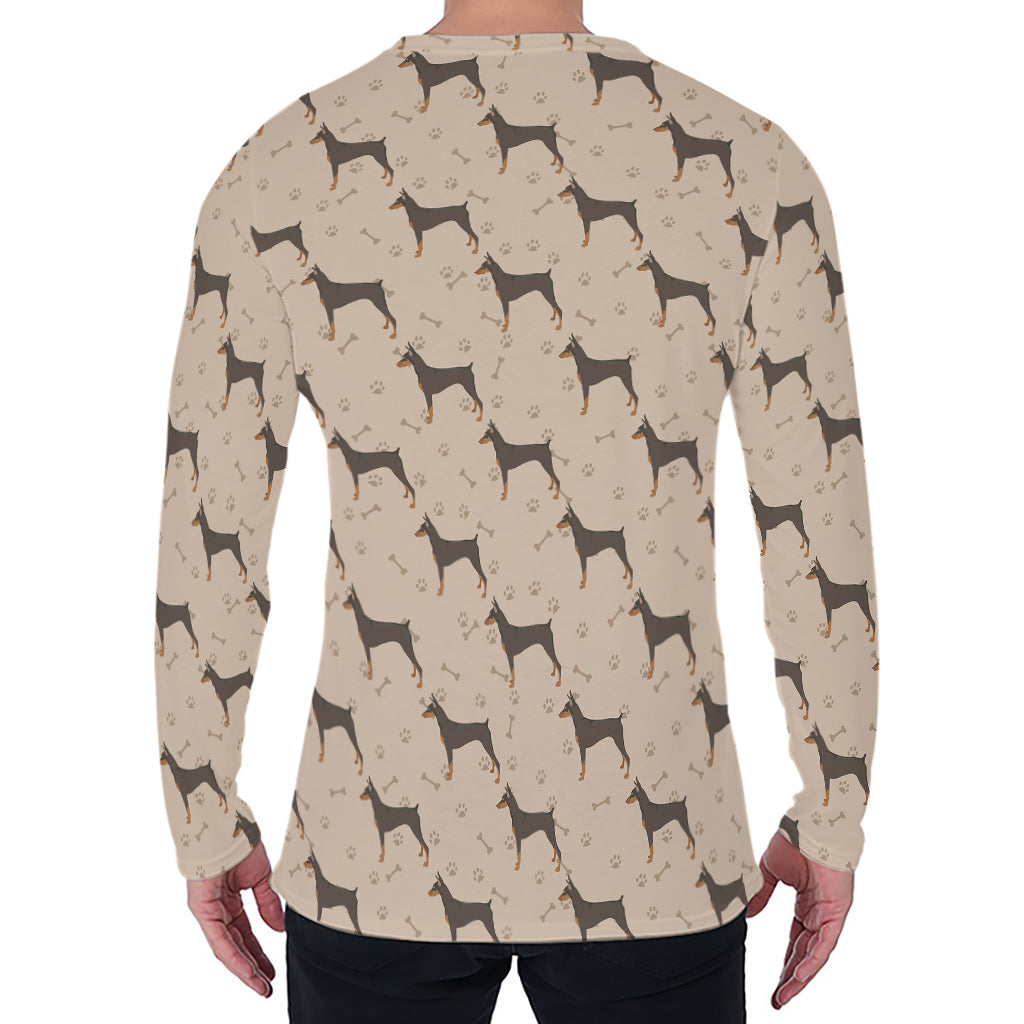 Doberman Pinscher Pattern Print Men's Long Sleeve T-Shirt
