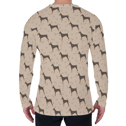 Doberman Pinscher Pattern Print Men's Long Sleeve T-Shirt