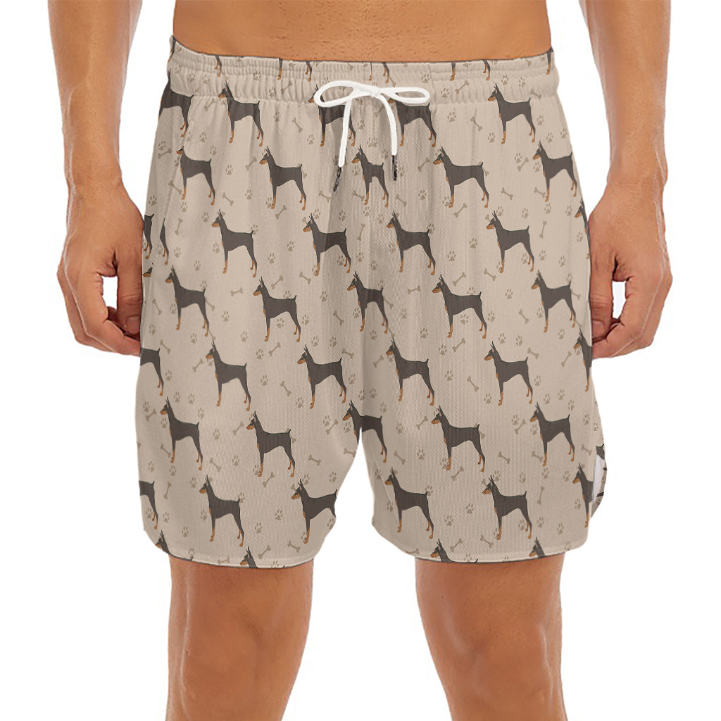 Doberman Pinscher Pattern Print Men's Split Running Shorts