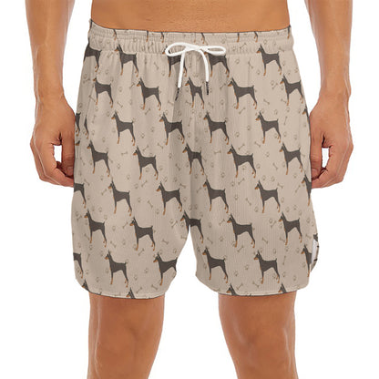 Doberman Pinscher Pattern Print Men's Split Running Shorts