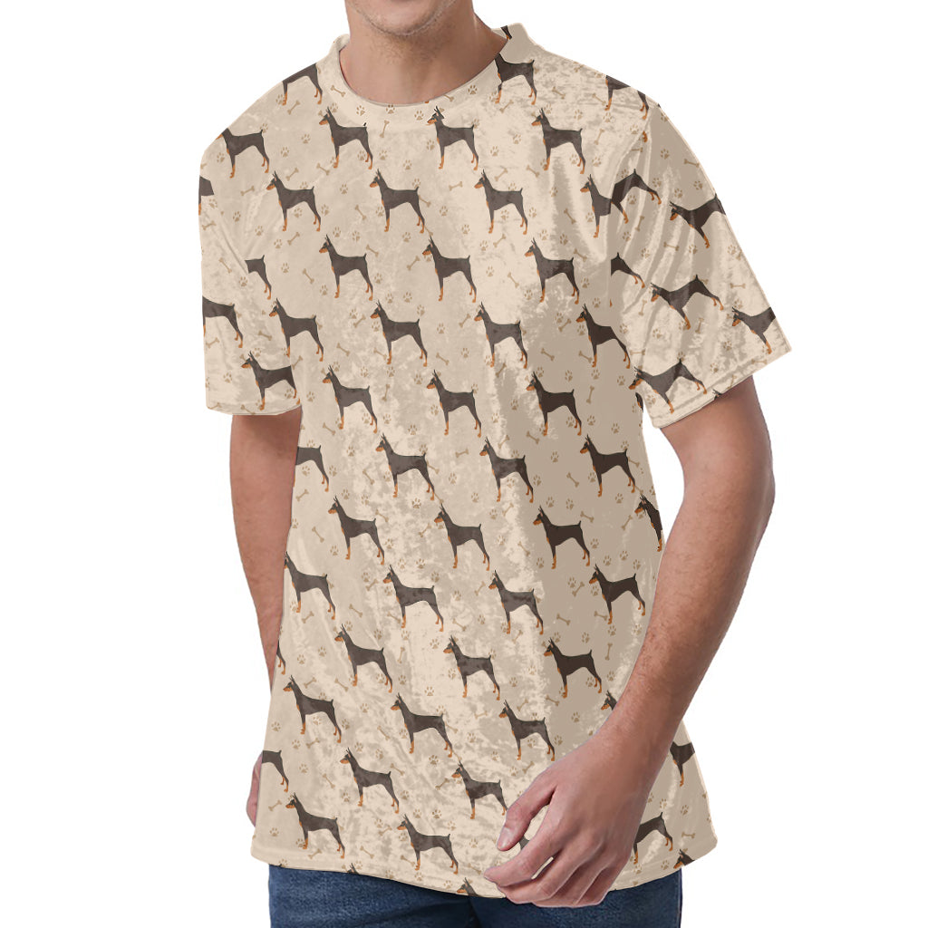 Doberman Pinscher Pattern Print Men's Velvet T-Shirt