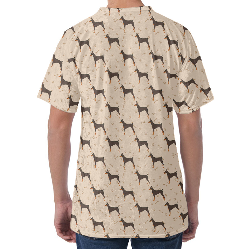 Doberman Pinscher Pattern Print Men's Velvet T-Shirt