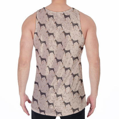 Doberman Pinscher Pattern Print Men's Velvet Tank Top