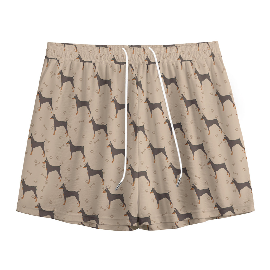 Doberman Pinscher Pattern Print Mesh Shorts