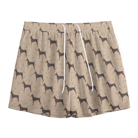 Doberman Pinscher Pattern Print Mesh Shorts