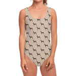 Doberman Pinscher Pattern Print One Piece Swimsuit