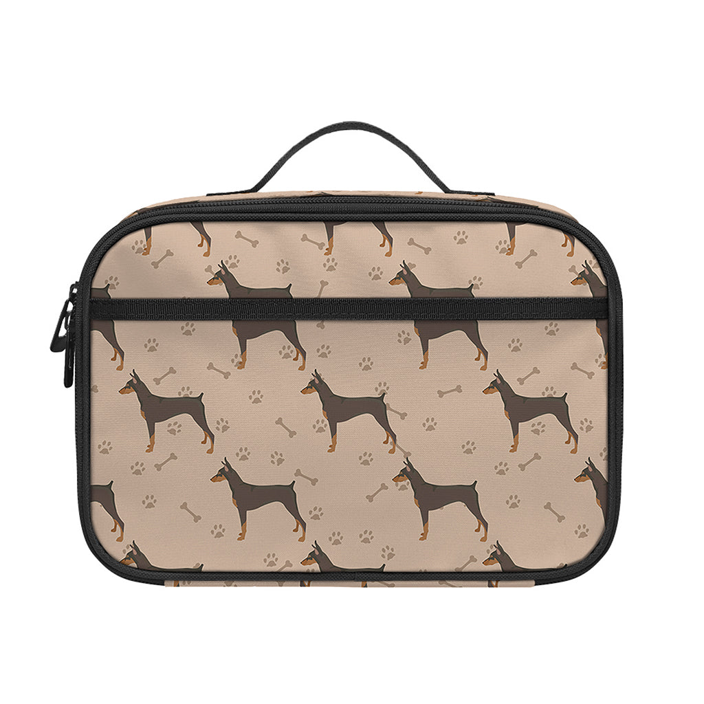 Doberman Pinscher Pattern Print Portable Lunch Bag