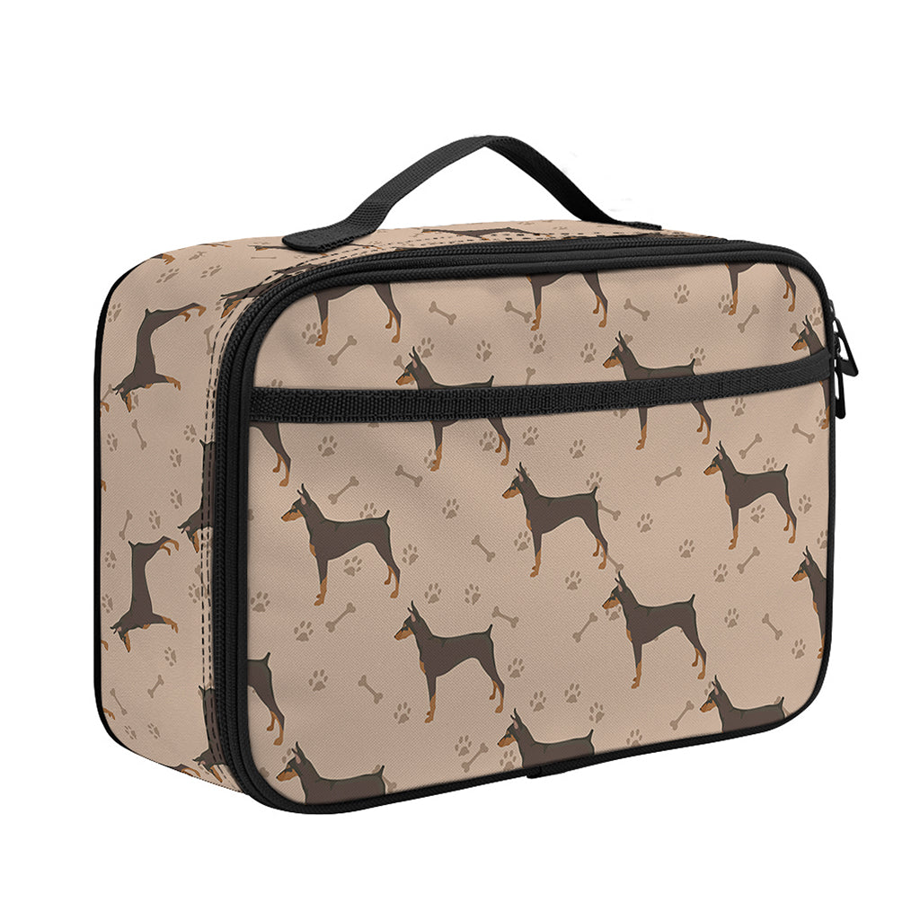 Doberman Pinscher Pattern Print Portable Lunch Bag