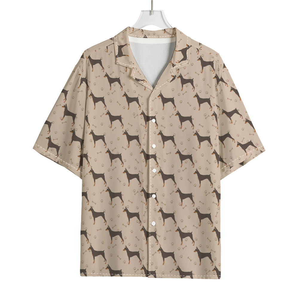 Doberman Pinscher Pattern Print Rayon Hawaiian Shirt