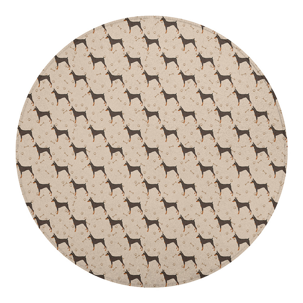Doberman Pinscher Pattern Print Round Blanket