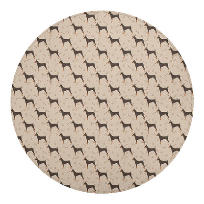 Doberman Pinscher Pattern Print Round Blanket