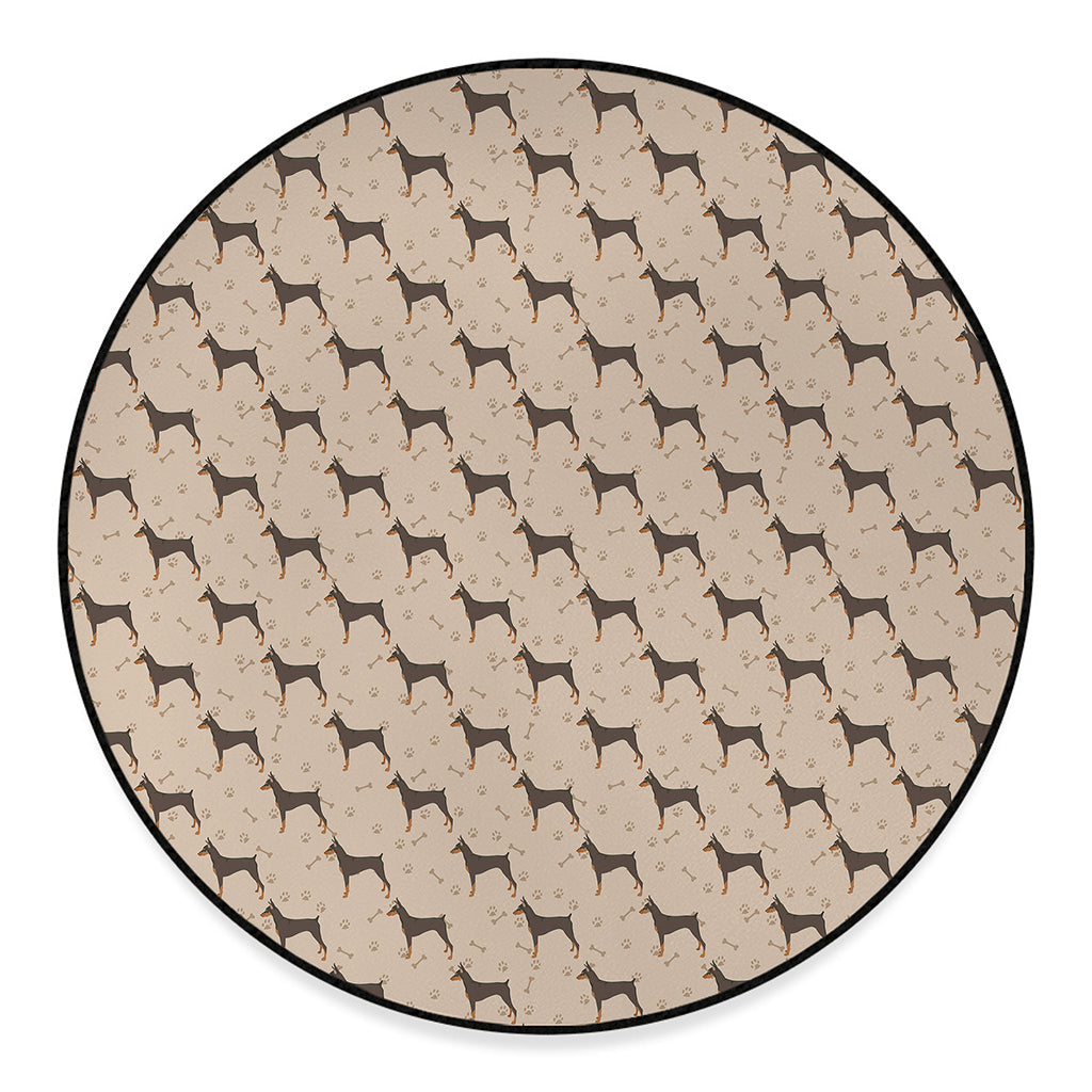 Doberman Pinscher Pattern Print Round Floor Mat