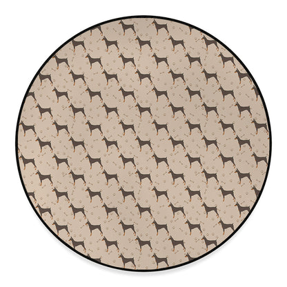 Doberman Pinscher Pattern Print Round Floor Mat