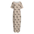 Doberman Pinscher Pattern Print Short Sleeve Long Nightdress