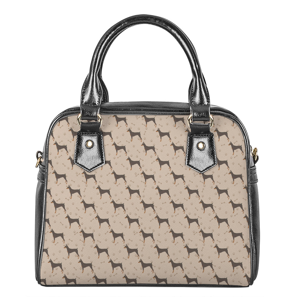 Doberman Pinscher Pattern Print Shoulder Handbag