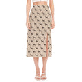 Doberman Pinscher Pattern Print Side Slit Midi Skirt