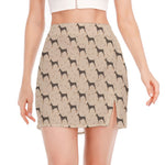 Doberman Pinscher Pattern Print Side Slit Mini Skirt