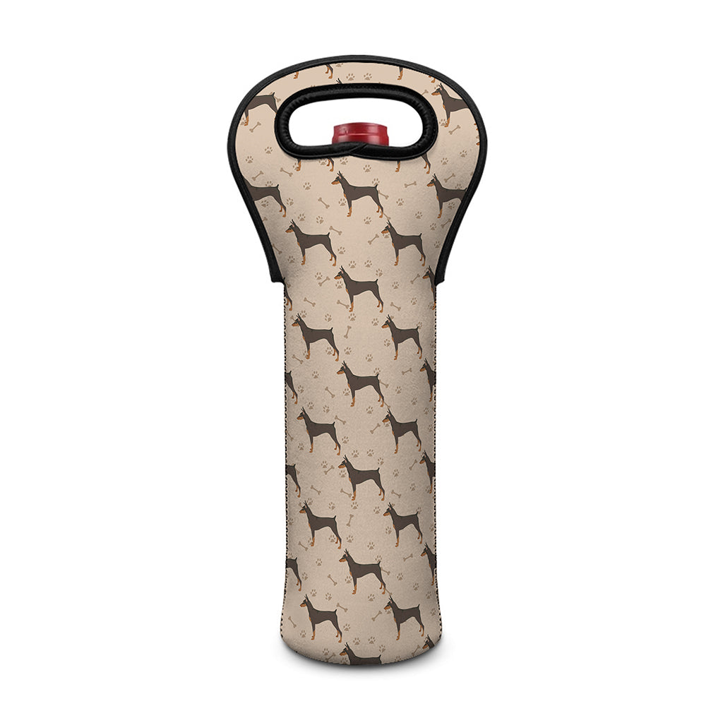 Doberman Pinscher Pattern Print Single Neoprene Wine Tote
