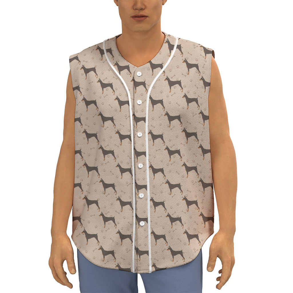 Doberman Pinscher Pattern Print Sleeveless Baseball Jersey