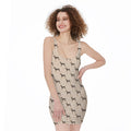 Doberman Pinscher Pattern Print Sleeveless Bodycon Dress