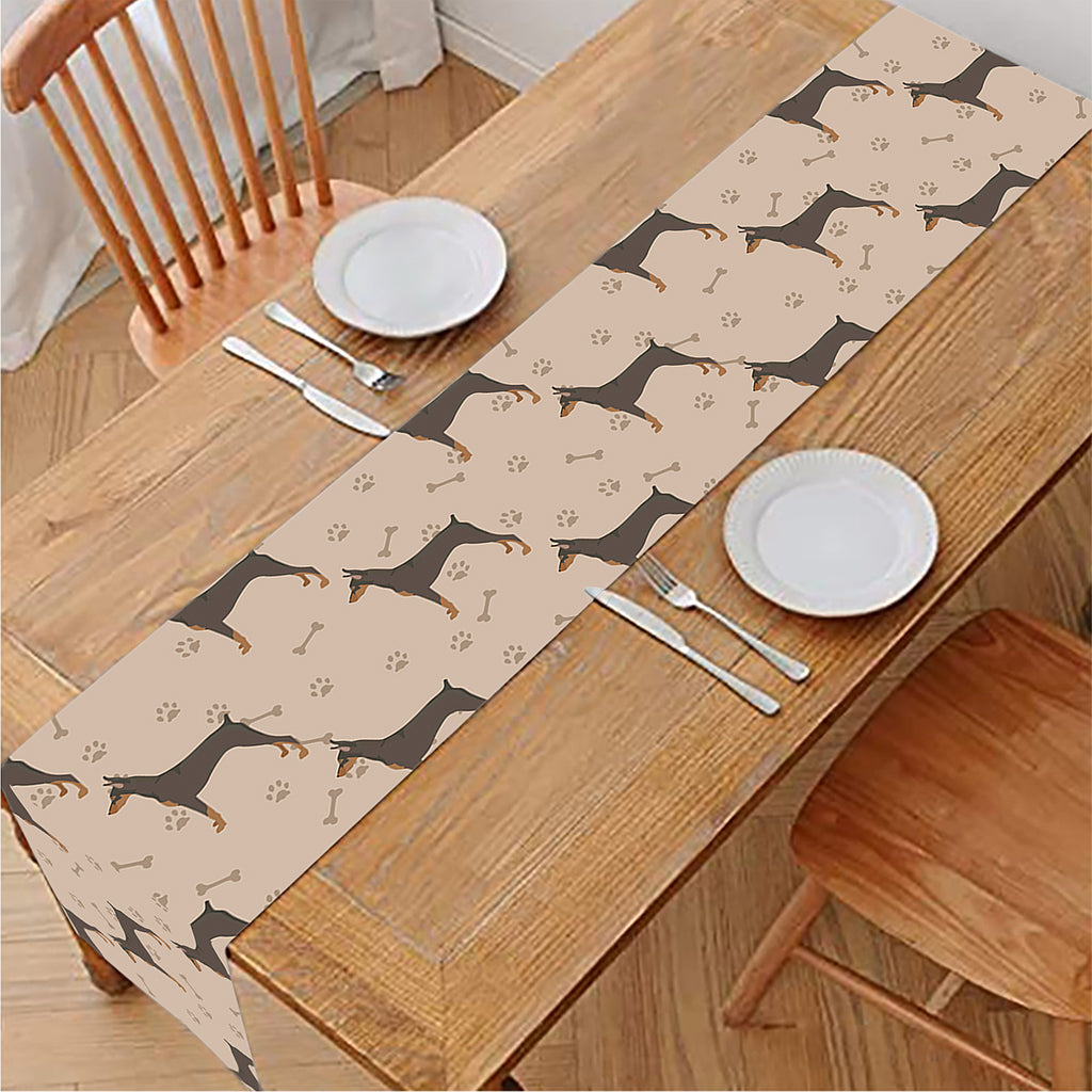 Doberman Pinscher Pattern Print Table Runner