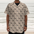 Doberman Pinscher Pattern Print Textured Short Sleeve Shirt