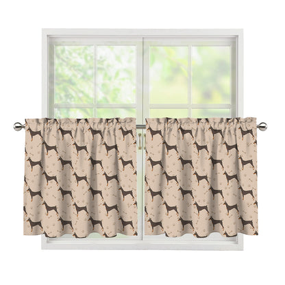 Doberman Pinscher Pattern Print Tier Curtains