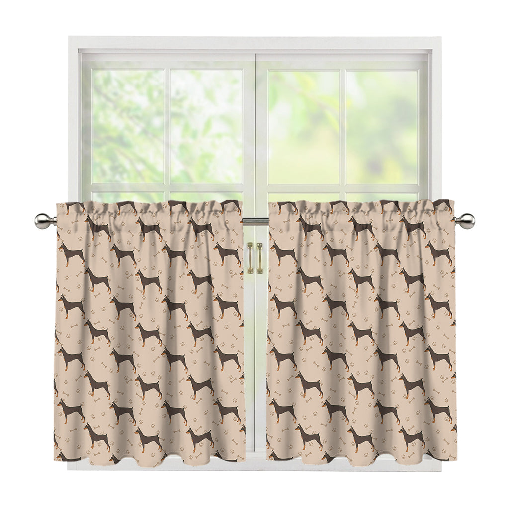 Doberman Pinscher Pattern Print Tier Curtains