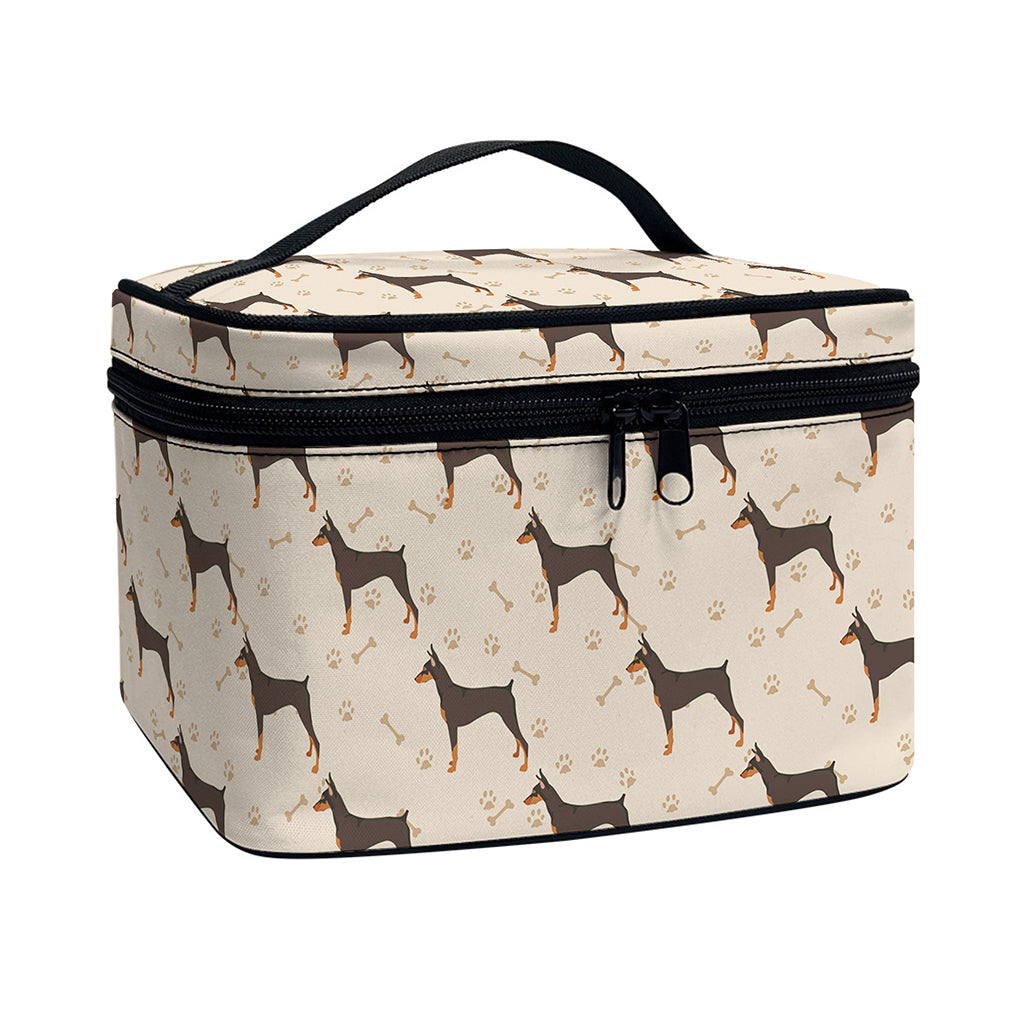 Doberman Pinscher Pattern Print Travel Makeup Bag
