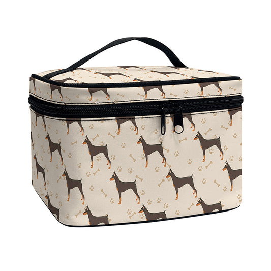 Doberman Pinscher Pattern Print Travel Makeup Bag