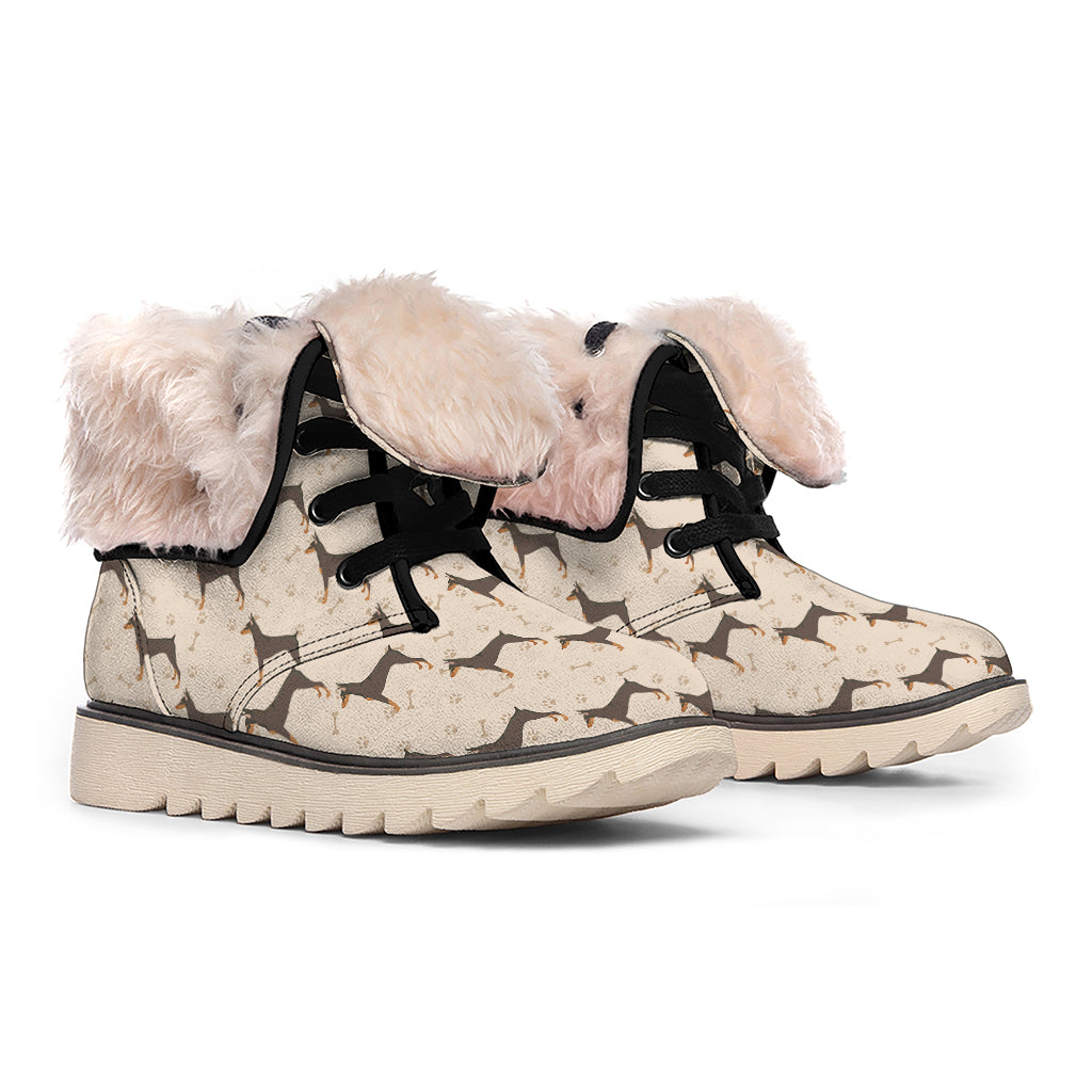 Doberman Pinscher Pattern Print Winter Boots