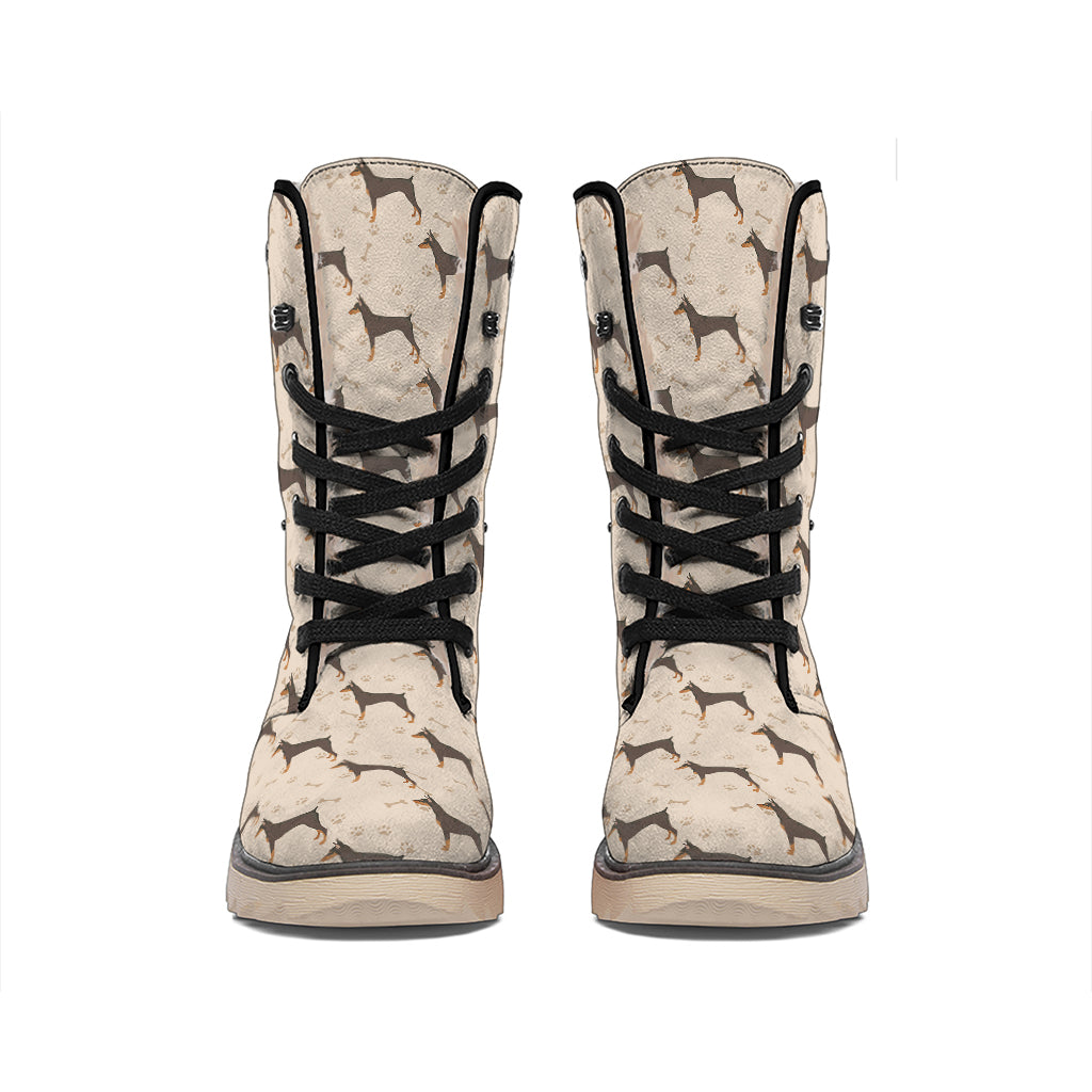 Doberman Pinscher Pattern Print Winter Boots