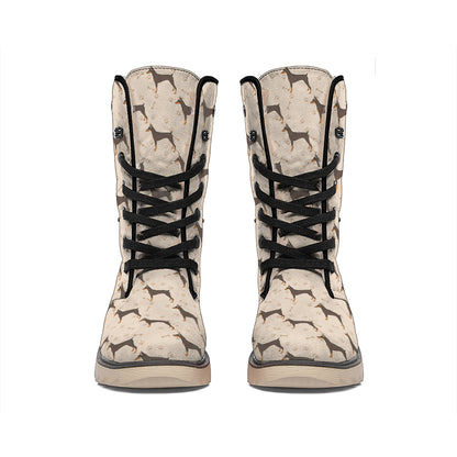 Doberman Pinscher Pattern Print Winter Boots
