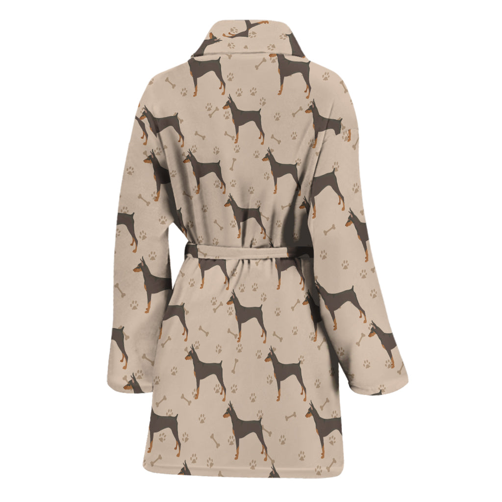 Doberman Pinscher Pattern Print Women's Bathrobe