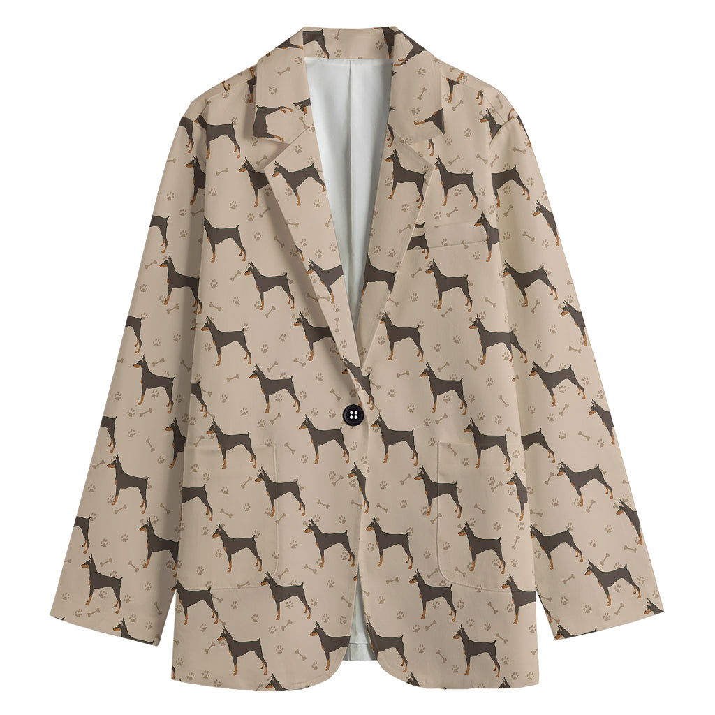 Doberman Pinscher Pattern Print Women's Cotton Blazer