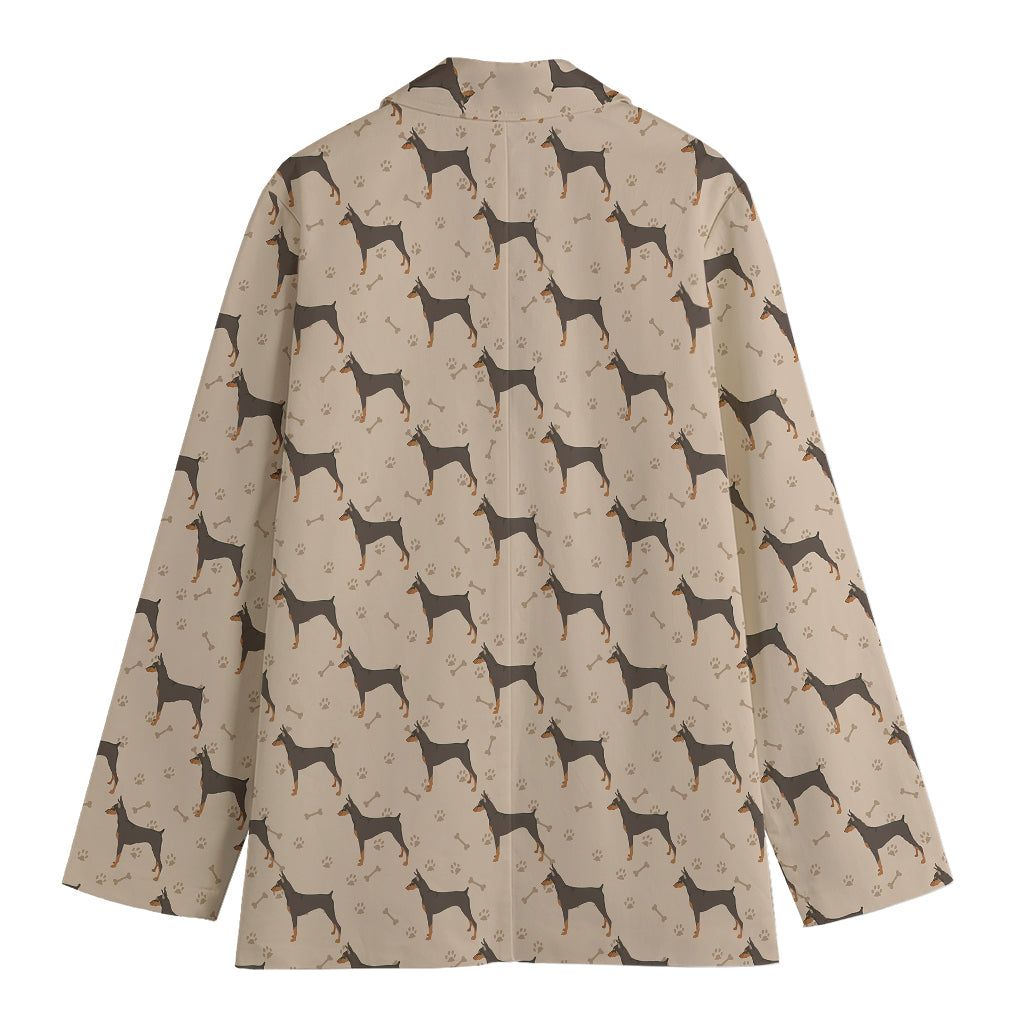Doberman Pinscher Pattern Print Women's Cotton Blazer