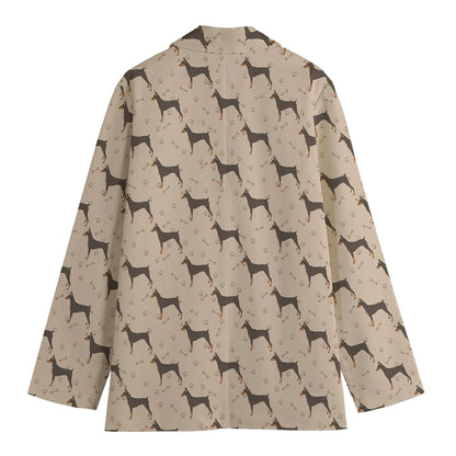 Doberman Pinscher Pattern Print Women's Cotton Blazer