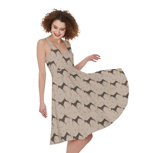 Doberman Pinscher Pattern Print Women's Sleeveless Dress