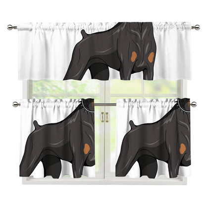 Doberman Pinscher Print 3 Piece Kitchen Curtains