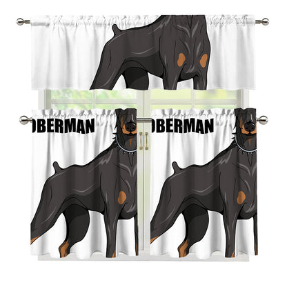 Doberman Pinscher Print 3 Piece Kitchen Curtains