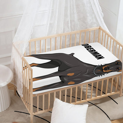 Doberman Pinscher Print Baby Crib Sheet