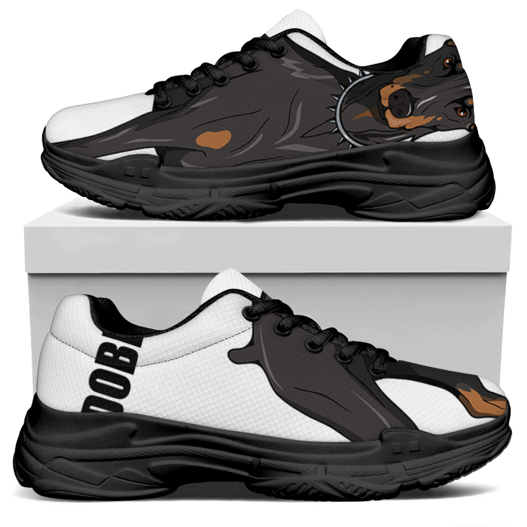 Doberman Pinscher Print Black Chunky Shoes