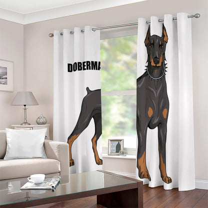 Doberman Pinscher Print Blackout Grommet Curtains