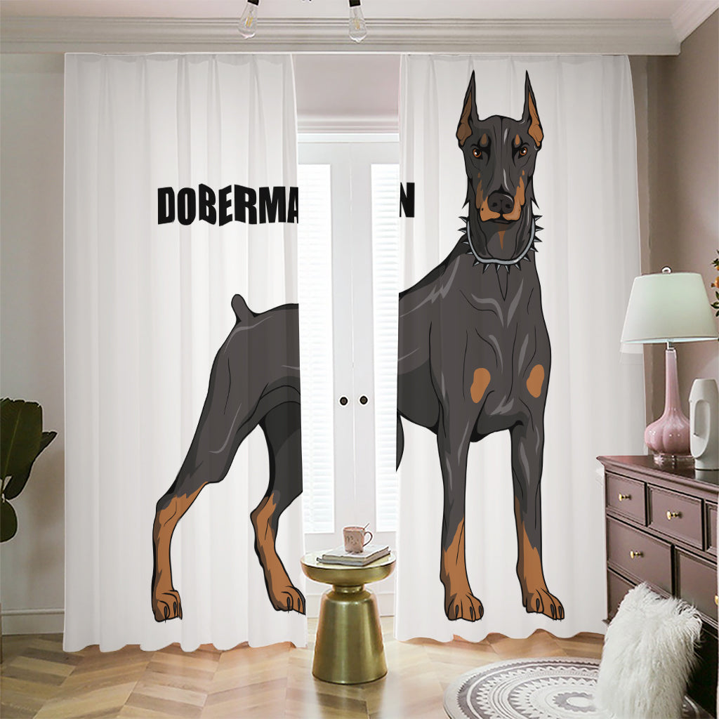 Doberman Pinscher Print Blackout Pencil Pleat Curtains