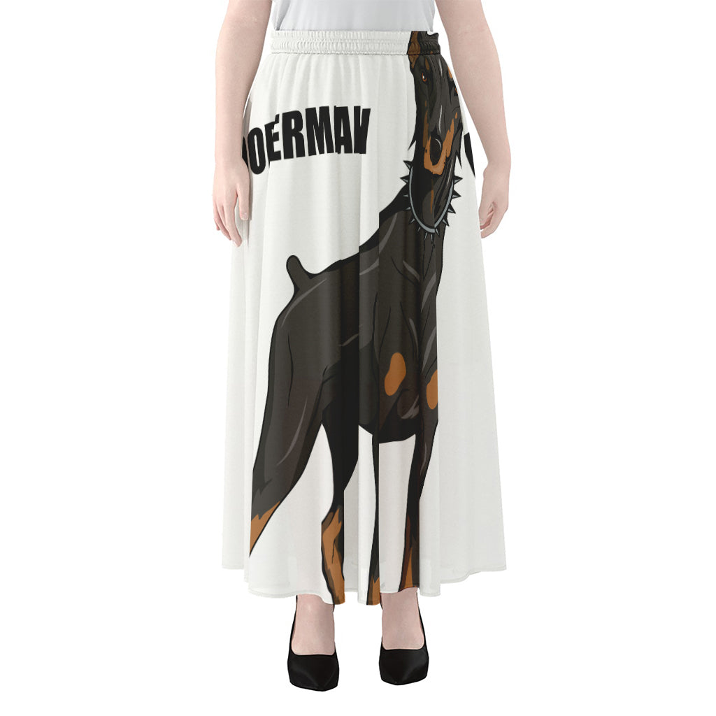 Doberman Pinscher Print Chiffon Maxi Skirt