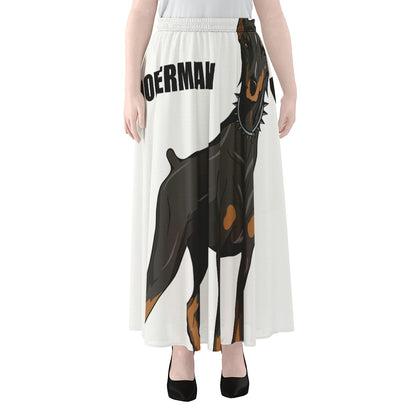 Doberman Pinscher Print Chiffon Maxi Skirt
