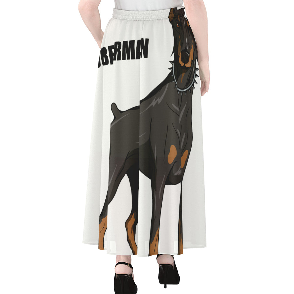 Doberman Pinscher Print Chiffon Maxi Skirt