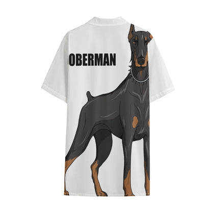 Doberman Pinscher Print Cotton Hawaiian Shirt